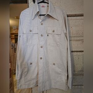 Vintage 70's LEVIS button Up Work Overshirt Shirt Jacket Sz. Large See Descrip.